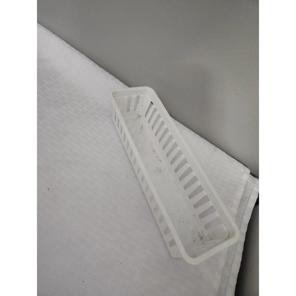 White Plastic Slotted Organizer Basket Slim Rectangular Storage Tray